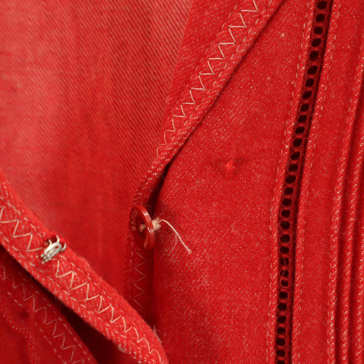 PINK HOUSE ピンクハウス 長袖 オープンカラー ナイロン ロングワンピース レッド系 レディース