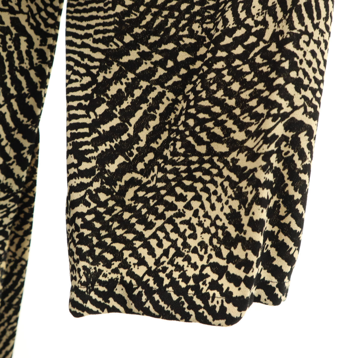 YVES SAINT LAURENT イヴサンローラン 90s オールド 総柄 長袖 ハーフボタン 膝丈ワンピース 36 ブラック系 レディース