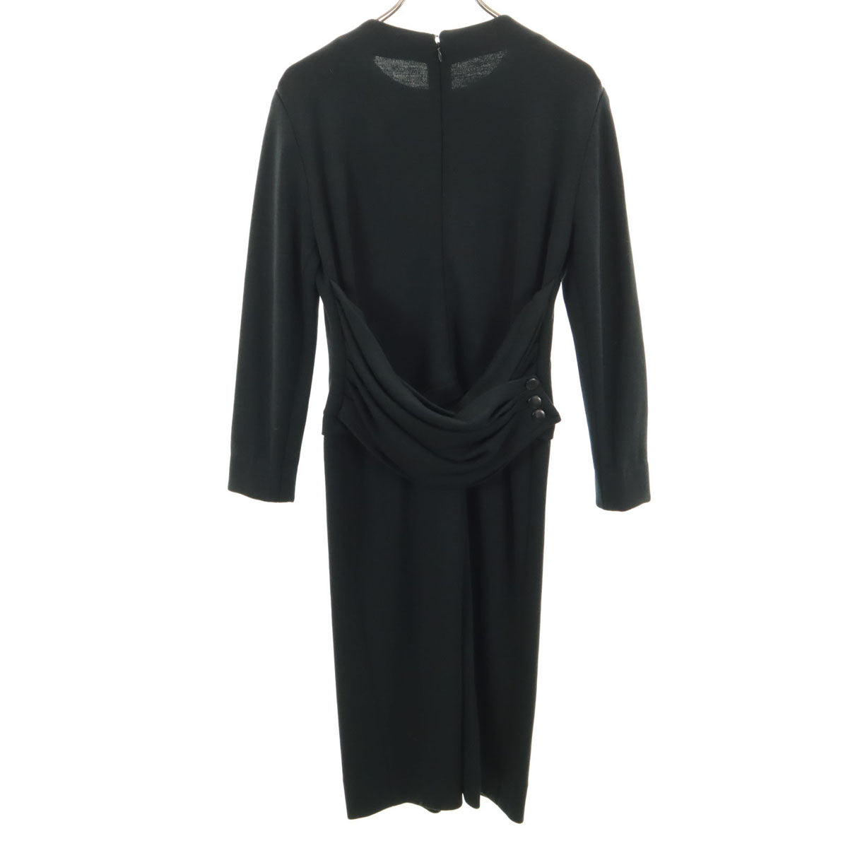 Christian Dior クリスチャンディオール 90s pret-a-porter ウール オールド 長袖 ロングワンピース 11 ブラック系 バックファスナー レディース
