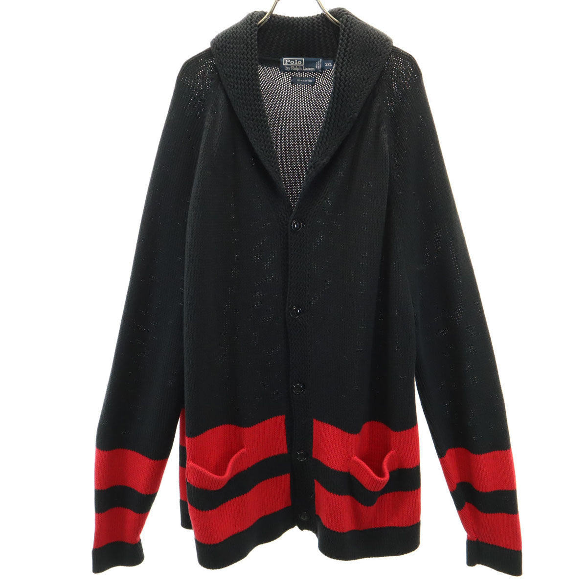Polo by Ralph Lauren ポロバイラルフローレン ショールカラー ニットコート XXL ブラック系 カーディガン ビッグサイズ メンズ