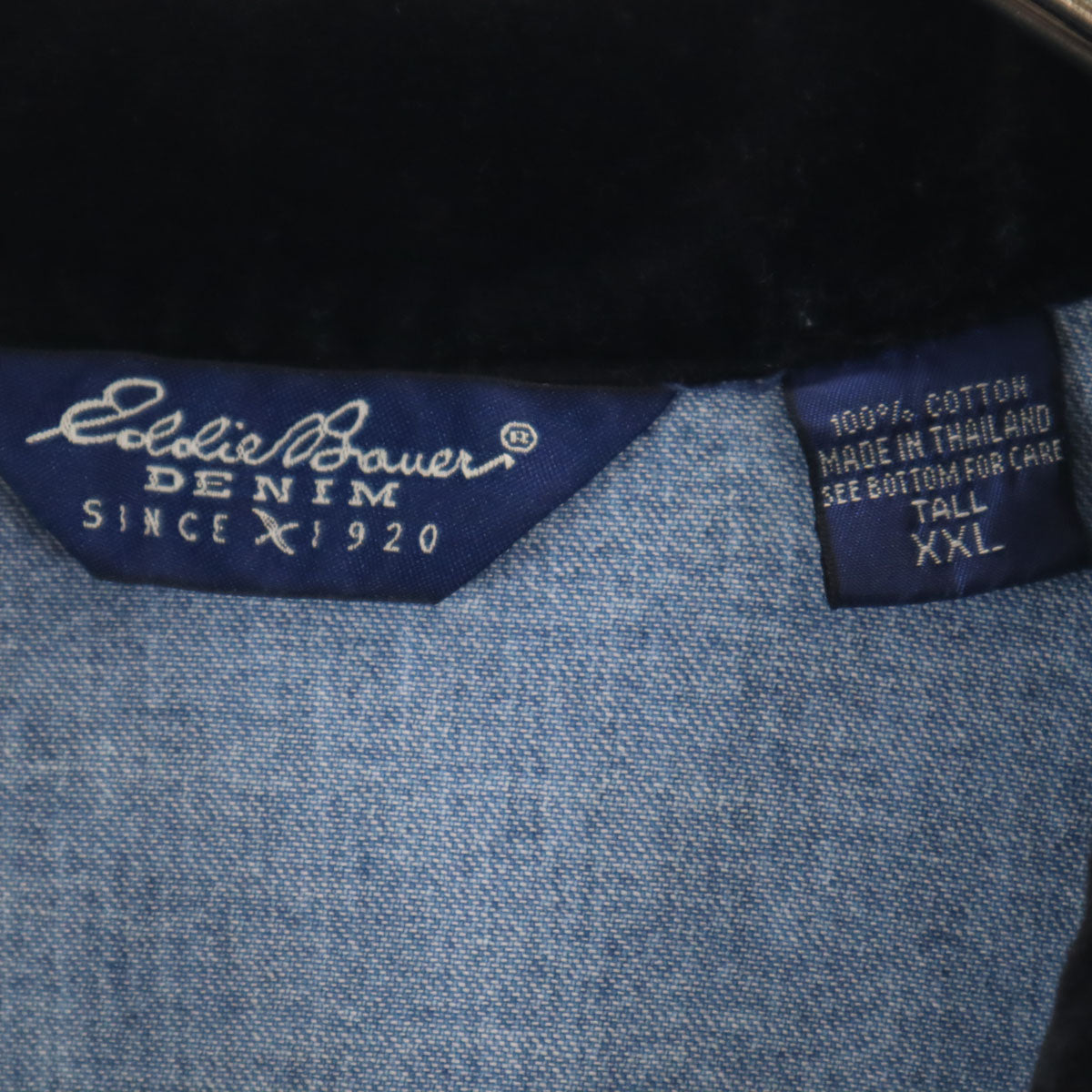 Eddie Bauer エディバウアー 長袖 デニム シャツワンピース XXL インディゴ アウトドア ビッグサイズ レディース