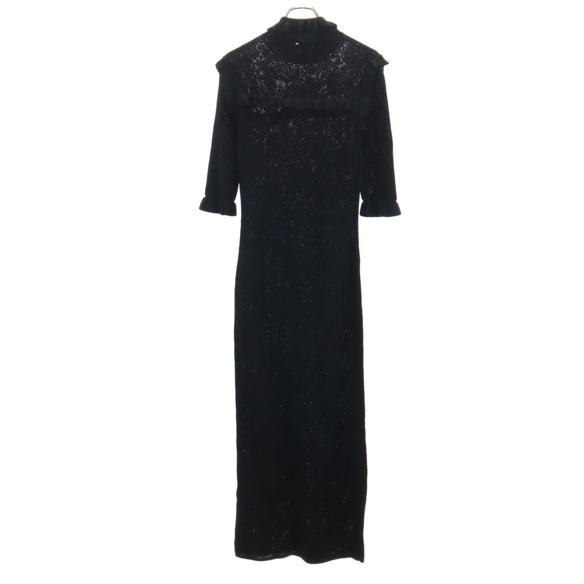 SPORTMAX スポーツマックス レース柄 7分袖 ニット ロングワンピース M ブラック マックスマーラ レディース