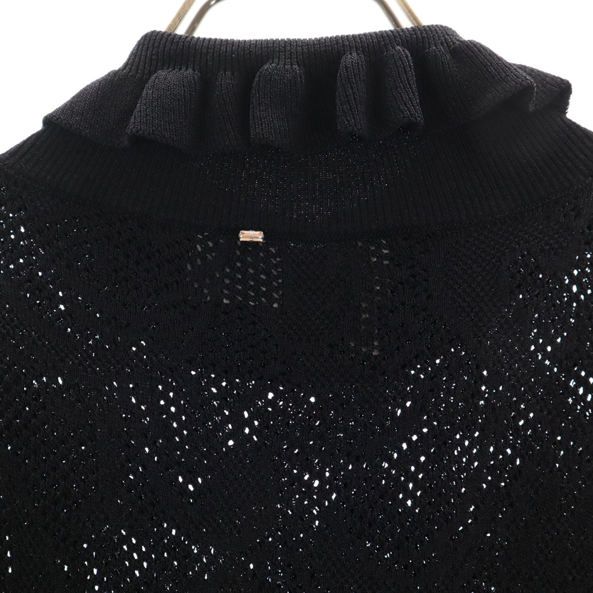 SPORTMAX スポーツマックス レース柄 7分袖 ニット ロングワンピース M ブラック マックスマーラ レディース