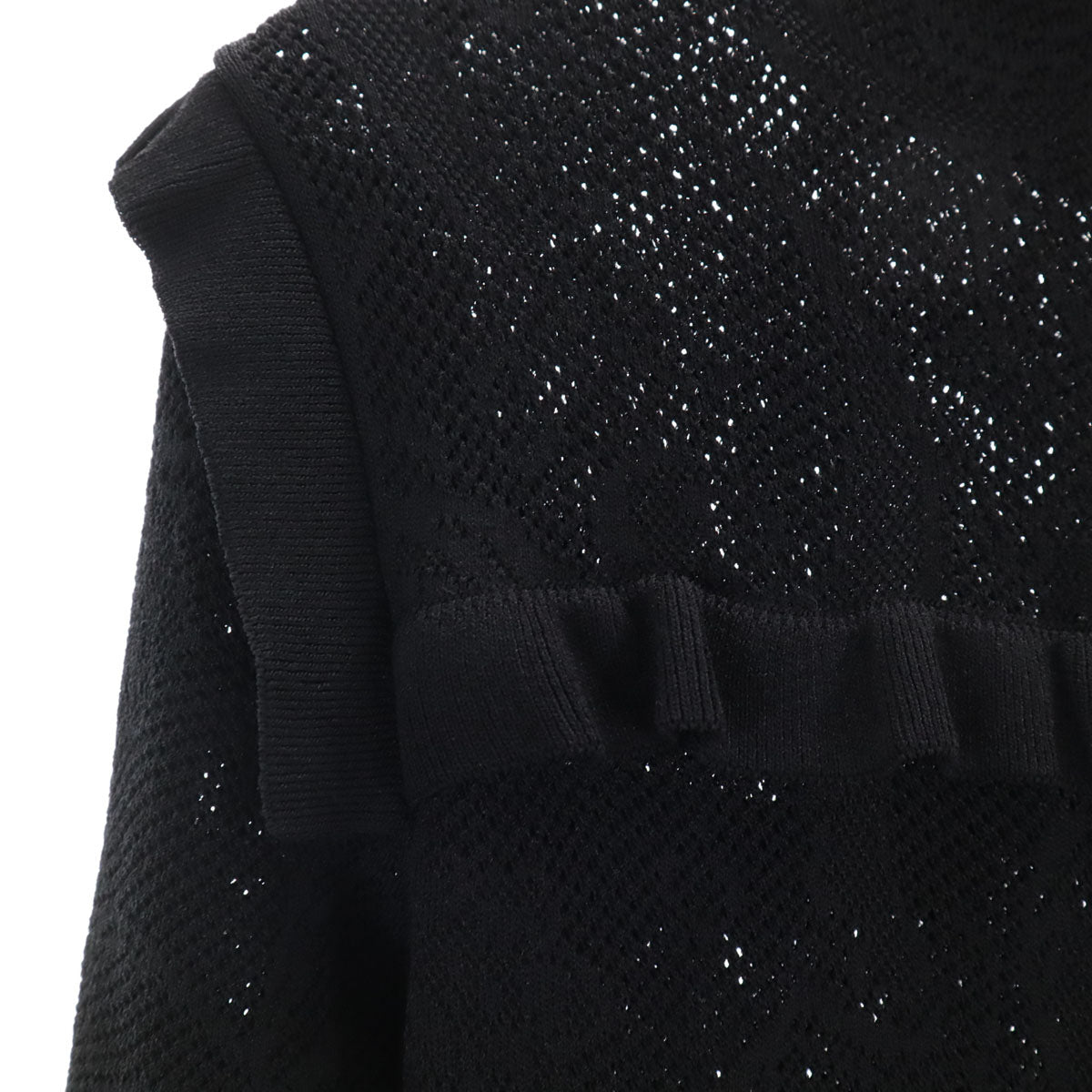 SPORTMAX スポーツマックス レース柄 7分袖 ニット ロングワンピース M ブラック マックスマーラ レディース