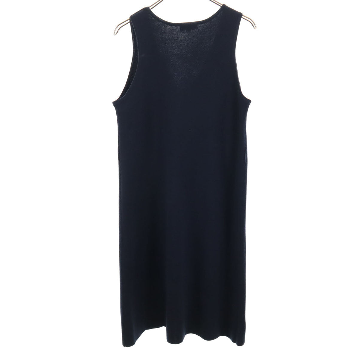 BLUE LABEL CRESTBRIDGE ブルーレーベルクレストブリッジ ウールブレンド ノースリーブ Vネック ニット ワンピース 38 ネイビー 三陽商会 レディース
