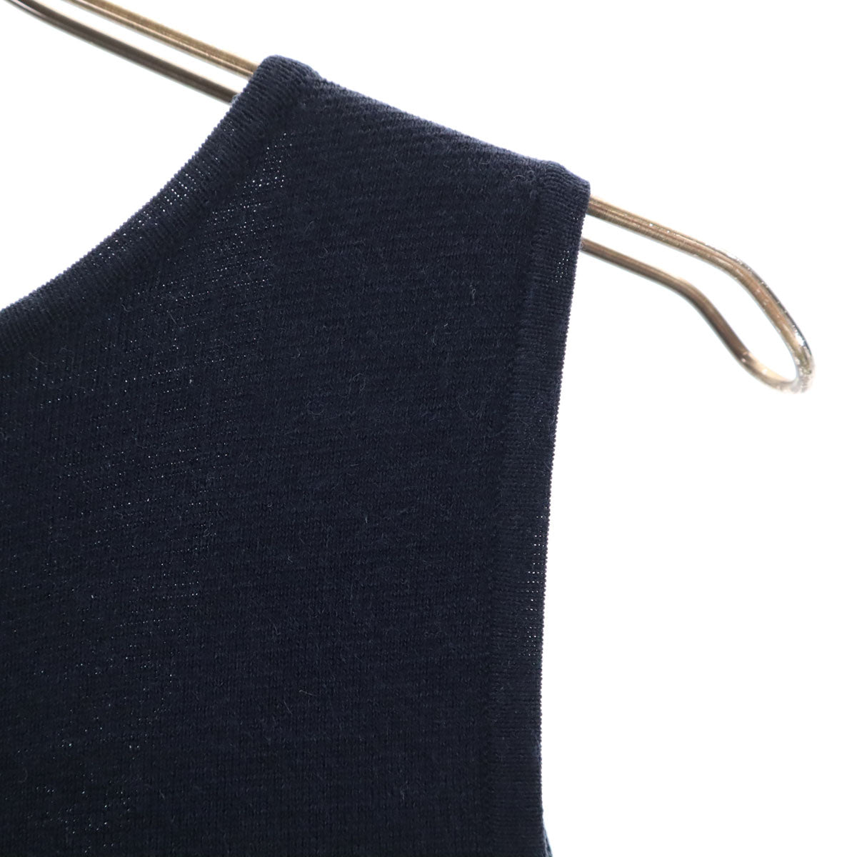 BLUE LABEL CRESTBRIDGE ブルーレーベルクレストブリッジ ウールブレンド ノースリーブ Vネック ニット ワンピース 38 ネイビー 三陽商会 レディース