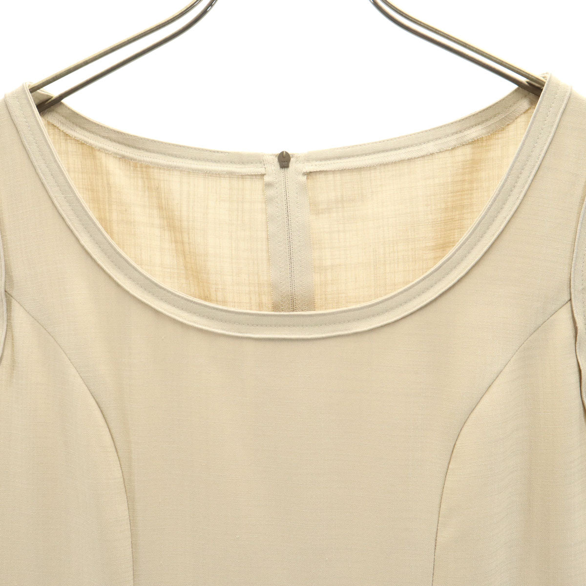 FOXEY NEW YORK フォクシーニューヨーク 日本製 ノースリーブ ミニワンピース 38 ベージュ系 レディース