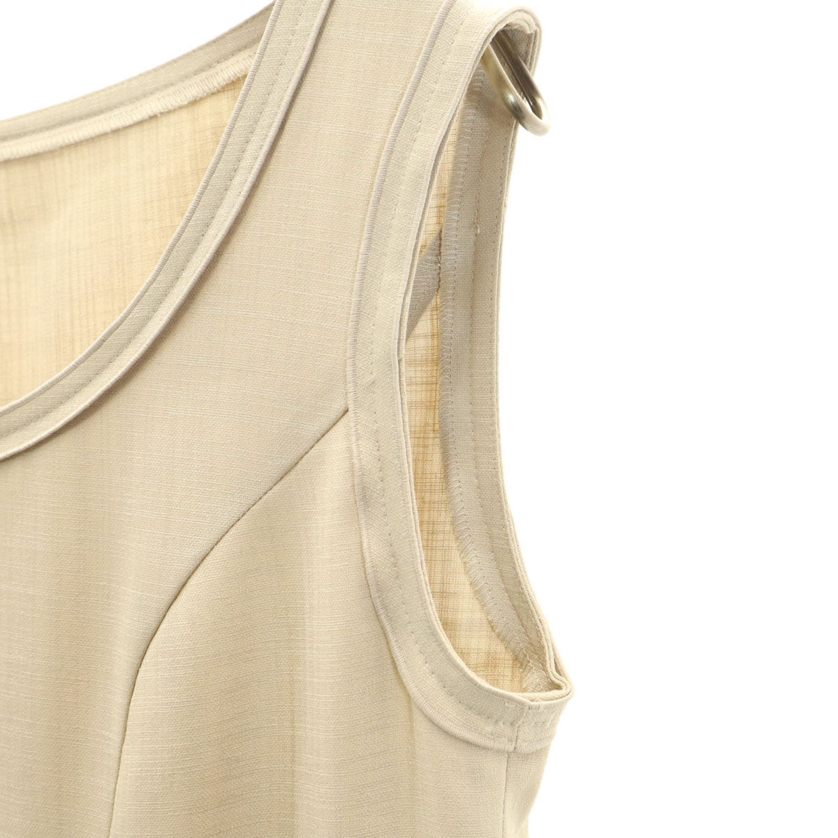 FOXEY NEW YORK フォクシーニューヨーク 日本製 ノースリーブ ミニワンピース 38 ベージュ系 レディース