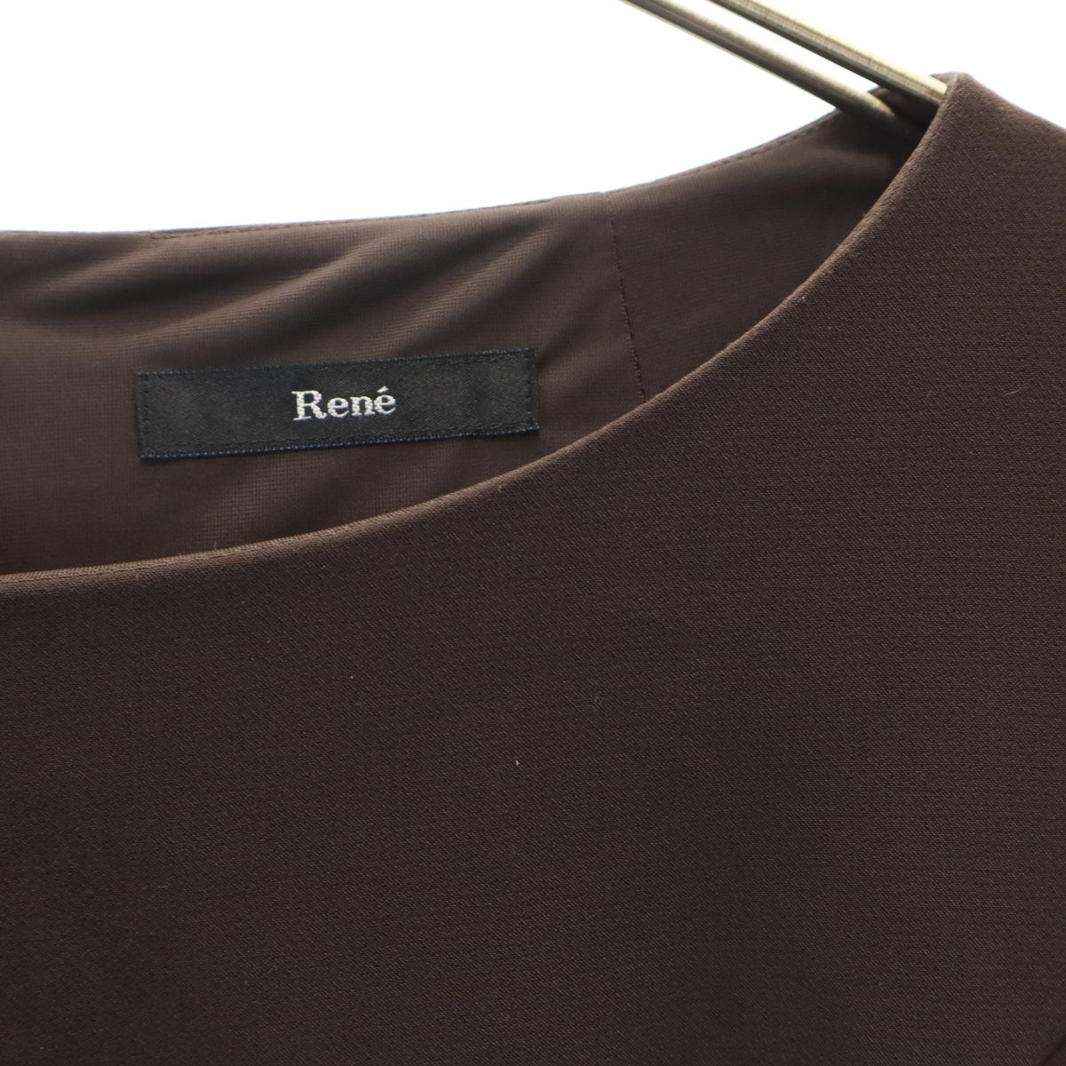 Rene ルネ 日本製 フレンチスリーブ 膝丈ワンピース 36 ブラウン レディース