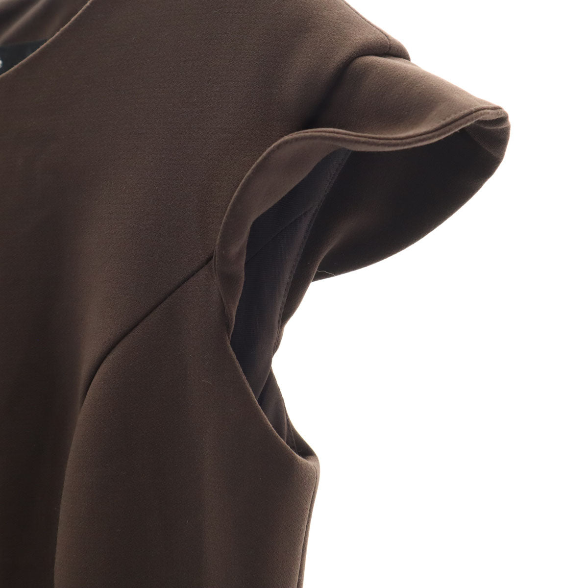 Rene ルネ 日本製 フレンチスリーブ 膝丈ワンピース 36 ブラウン レディース