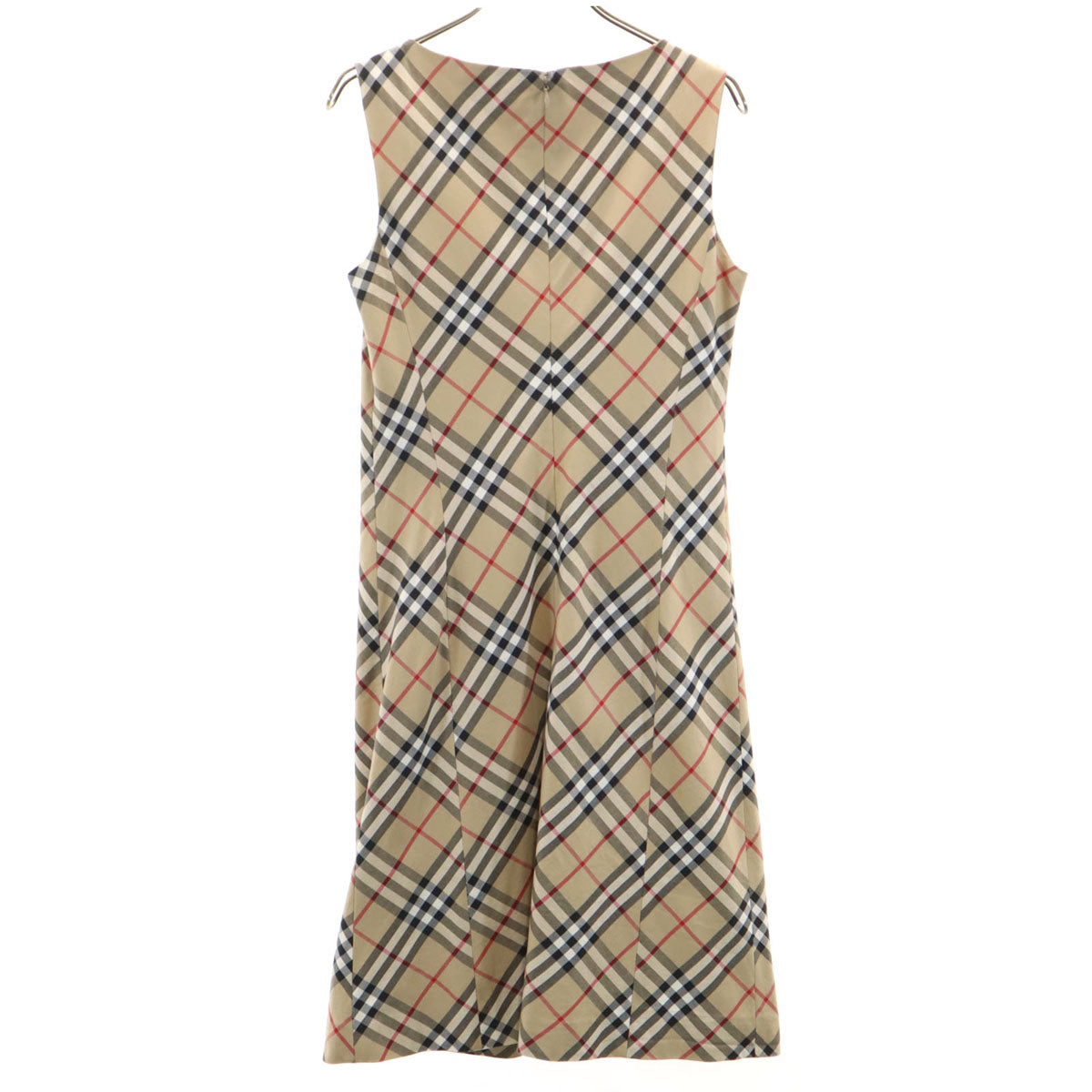 BURBERRY BLUE LABEL バーバリーブルーレーベル チェック柄 ノースリーブ ワンピース 38 ベージュ系 三陽商会 レディース