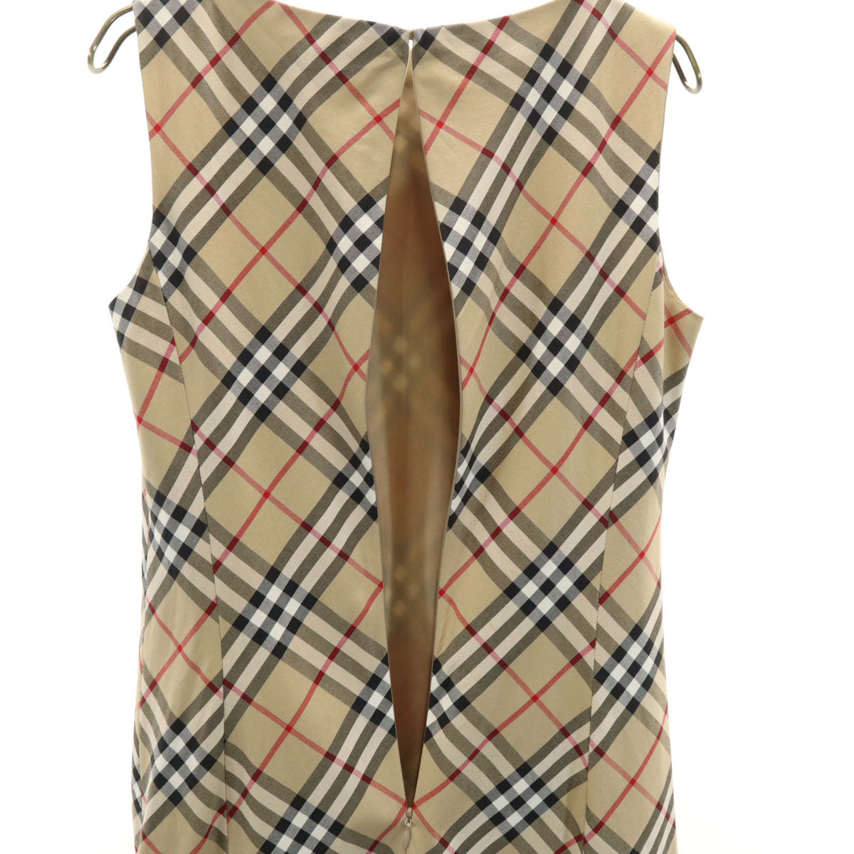 BURBERRY BLUE LABEL バーバリーブルーレーベル チェック柄 ノースリーブ ワンピース 38 ベージュ系 三陽商会 レディース