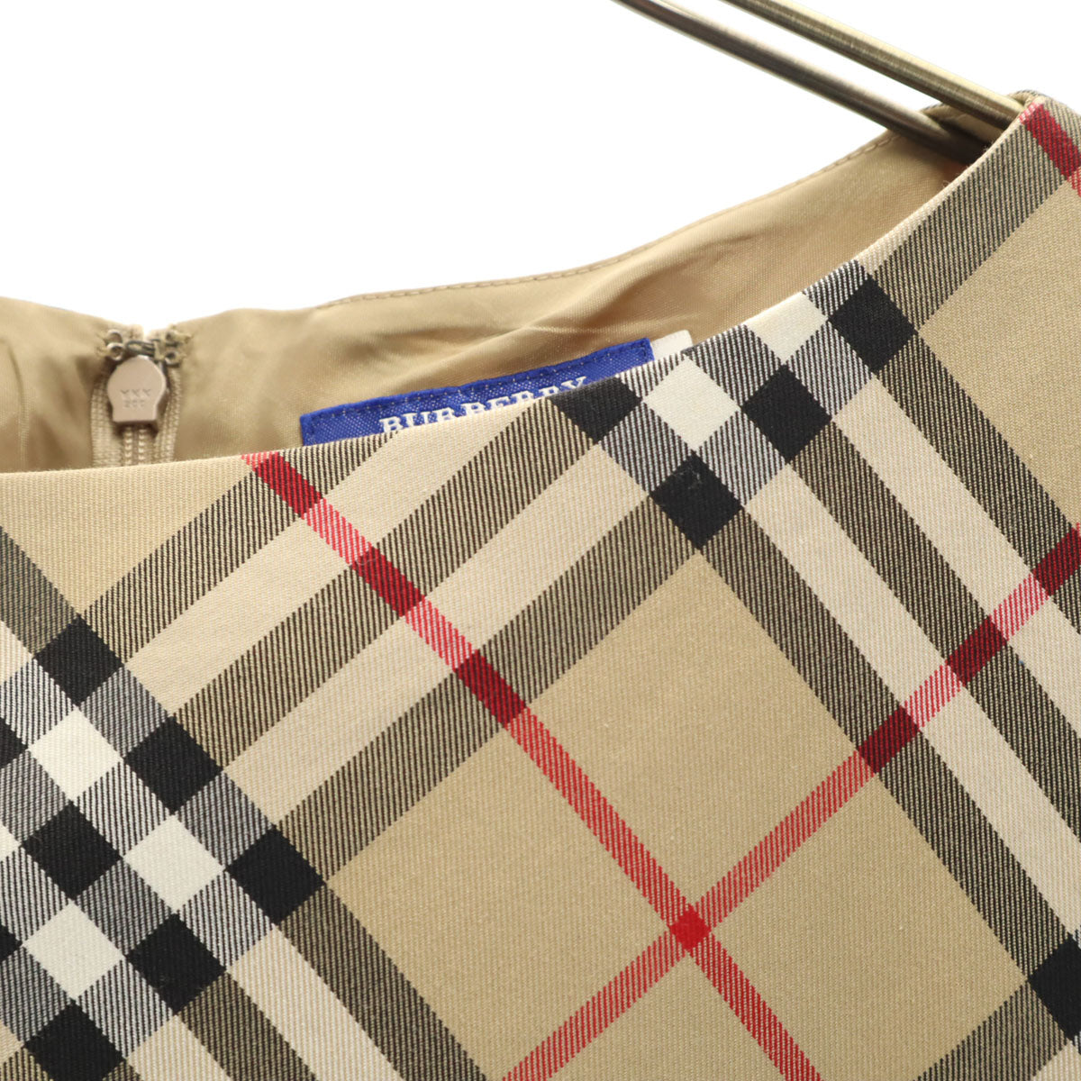 BURBERRY BLUE LABEL バーバリーブルーレーベル チェック柄 ノースリーブ ワンピース 38 ベージュ系 三陽商会 レディース