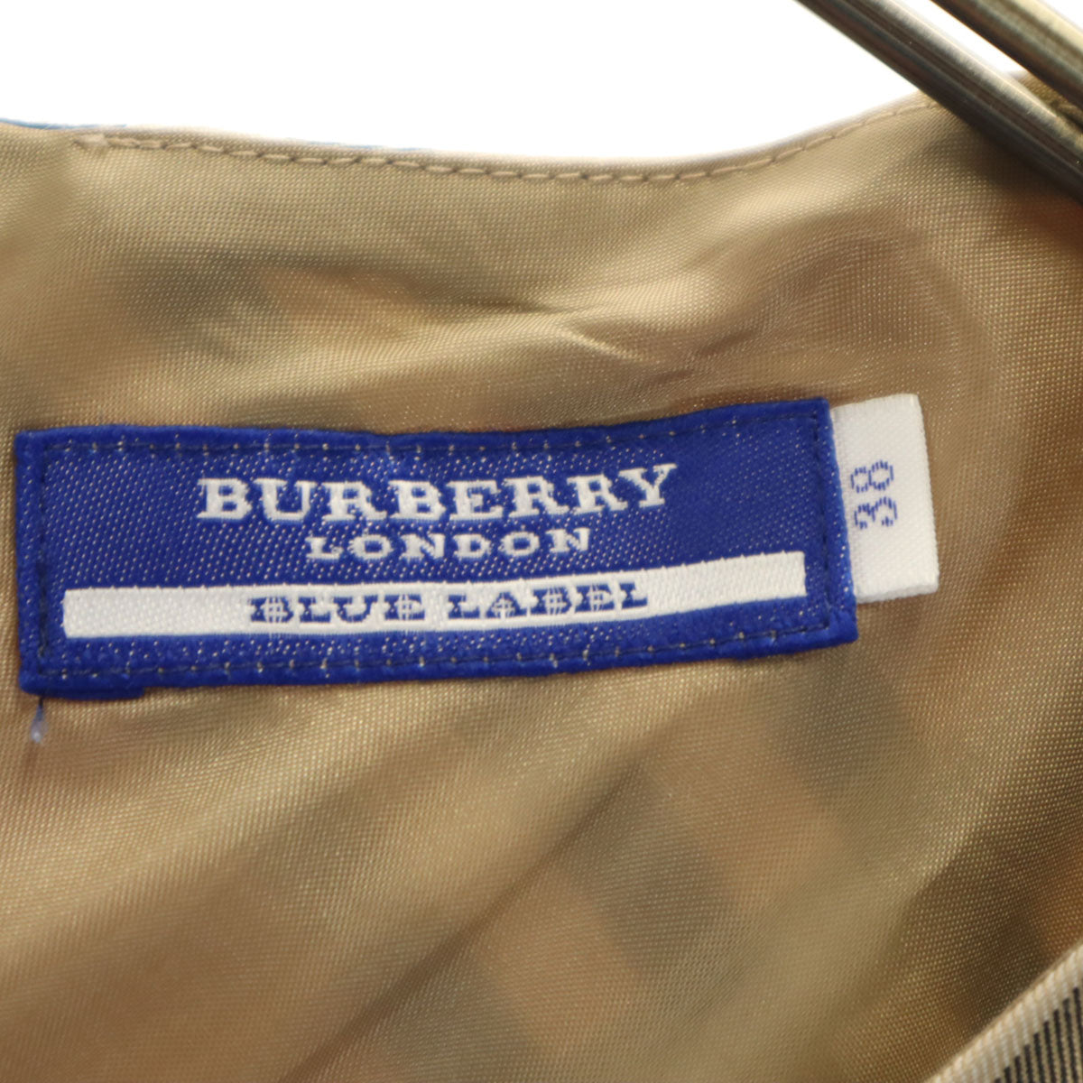 BURBERRY BLUE LABEL バーバリーブルーレーベル チェック柄 ノースリーブ ワンピース 38 ベージュ系 三陽商会 レディース