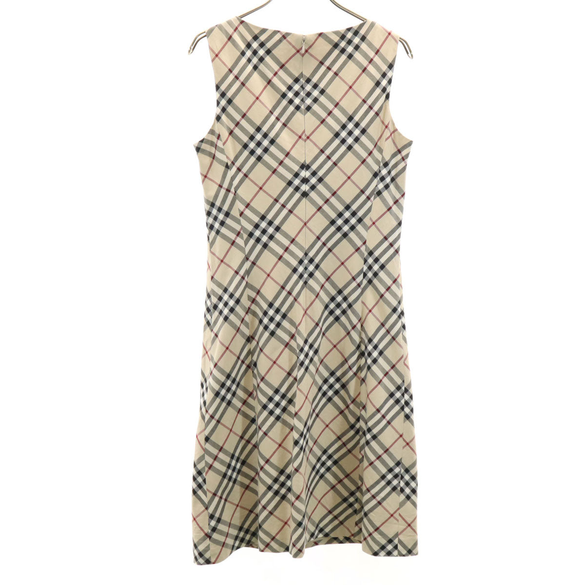 BURBERRY BLUE LABEL バーバリーブルーレーベル チェック柄 ノースリーブ ワンピース 38 ベージュ系 三陽商会 レディース
