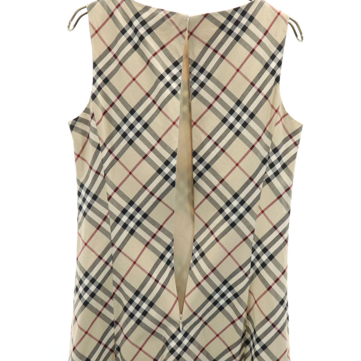 BURBERRY BLUE LABEL バーバリーブルーレーベル チェック柄 ノースリーブ ワンピース 38 ベージュ系 三陽商会 レディース