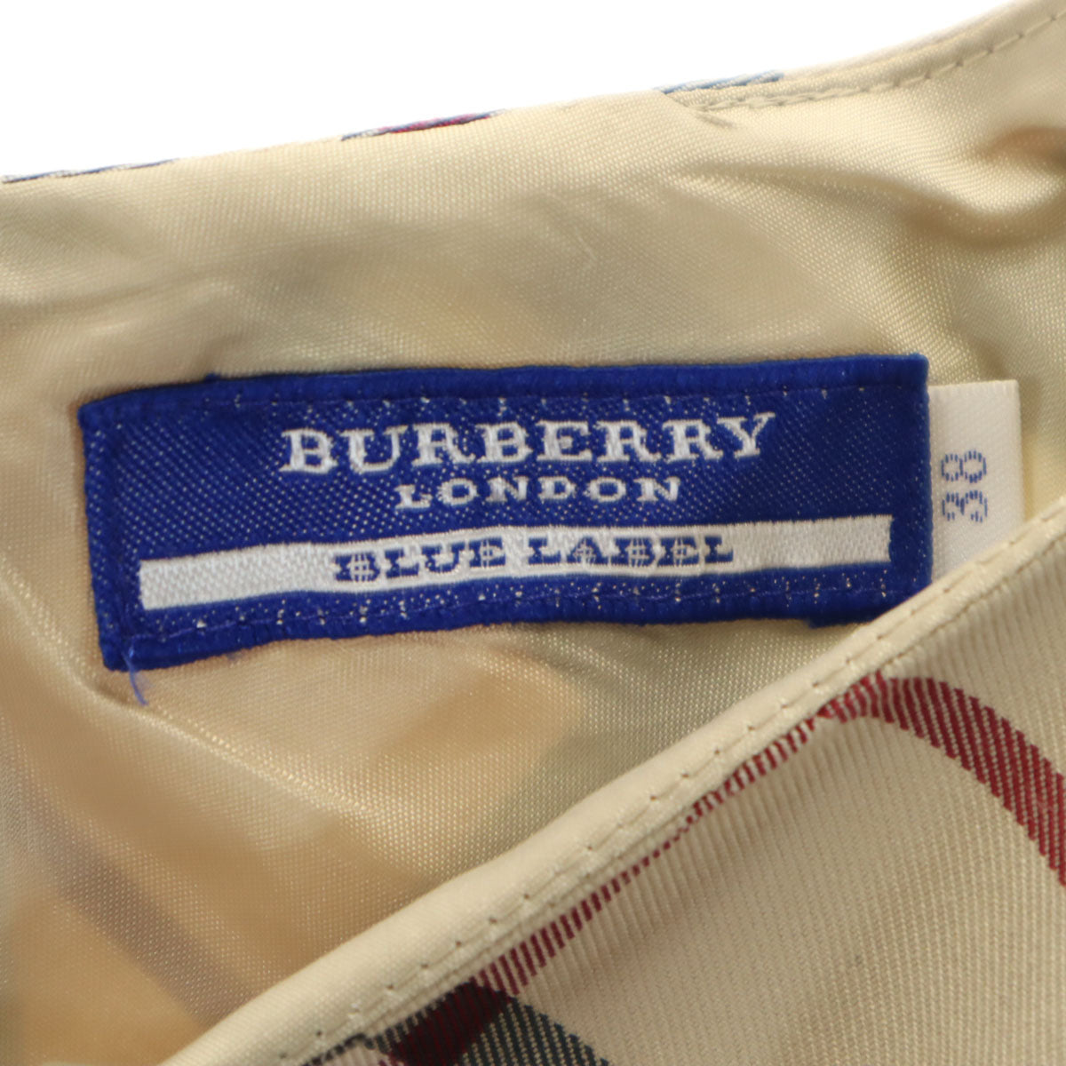 BURBERRY BLUE LABEL バーバリーブルーレーベル チェック柄 ノースリーブ ワンピース 38 ベージュ系 三陽商会 レディース