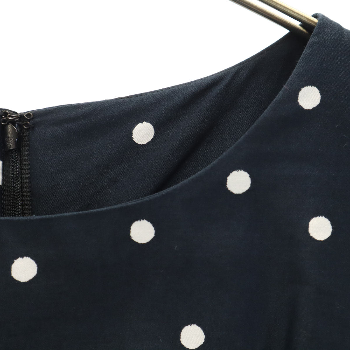 Laura Ashley ローラアシュレイ ドット柄 ノースリーブ ワンピース 11 ネイビー系 水玉 レディース