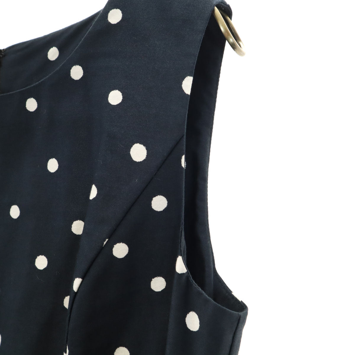 Laura Ashley ローラアシュレイ ドット柄 ノースリーブ ワンピース 11 ネイビー系 水玉 レディース