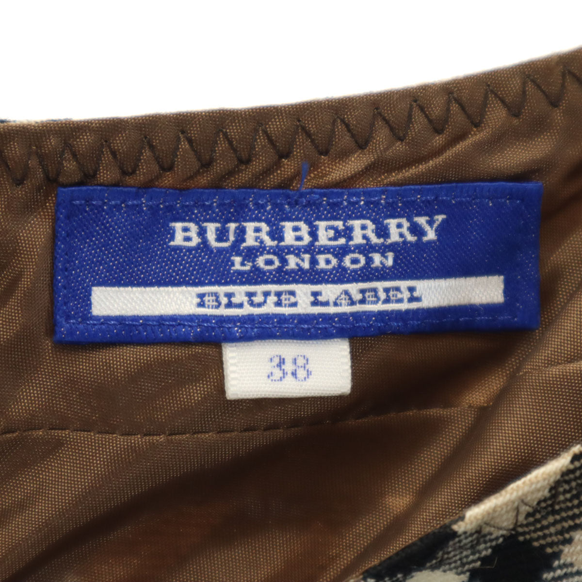BURBERRY BLUE LABEL バーバリーブルーレーベル 日本製 ノバチェック柄 ノースリーブ ワンピース 38 ブラウン 三陽商会 レディース
