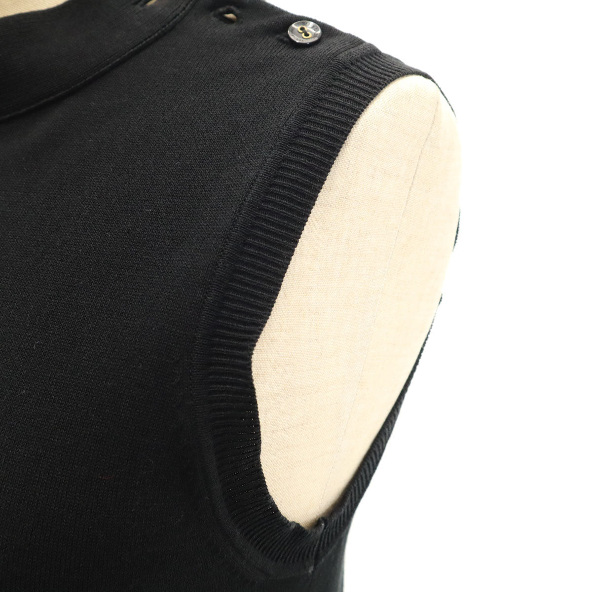 BLUE LABEL CRESTBRIDGE ブルーレーベルクレストブリッジ ノースリーブ ニット ワンピース 38 ブラック レディース