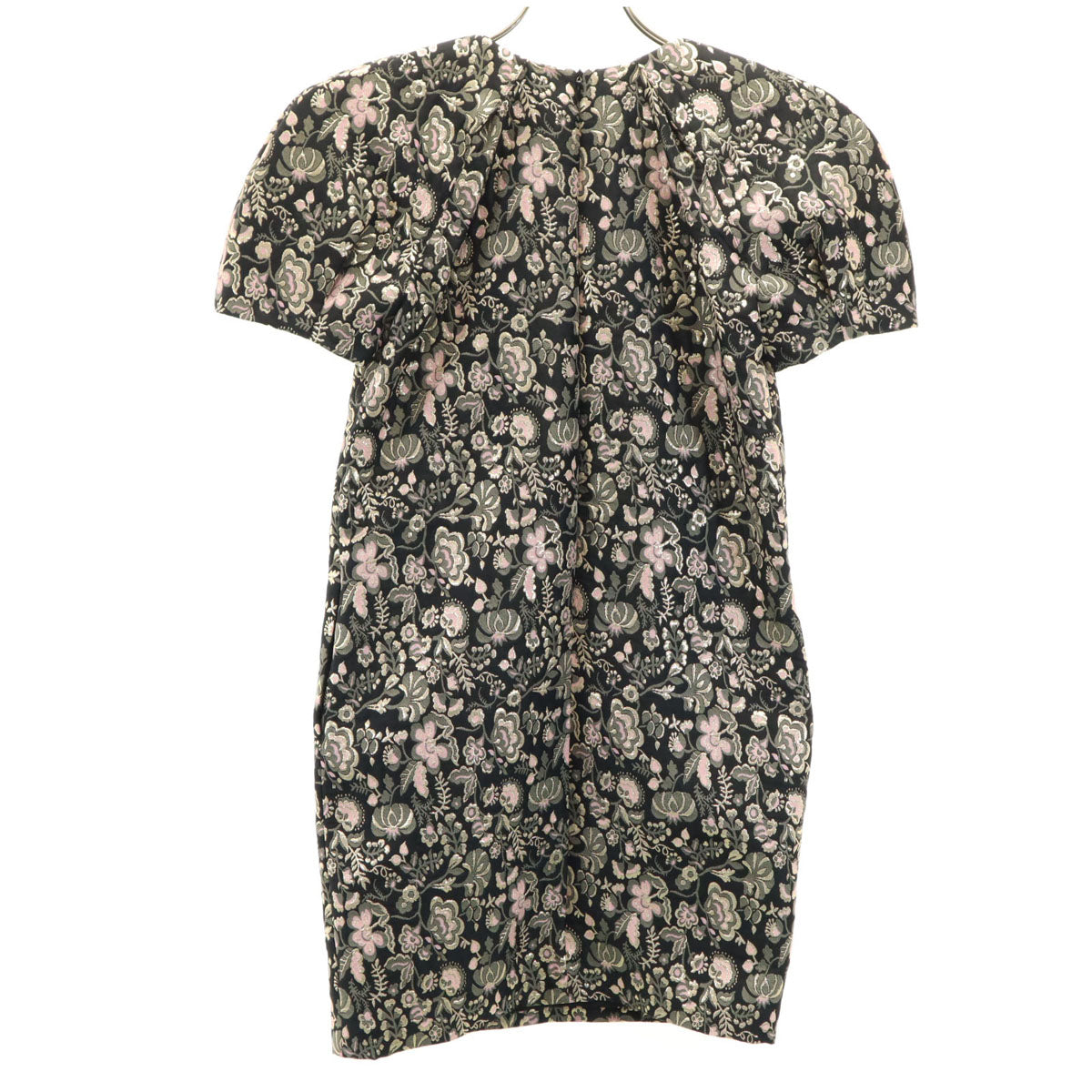 MSGM エムエスジーエム イタリア製 総柄 半袖 ミニワンピース 38 ブラック レディース