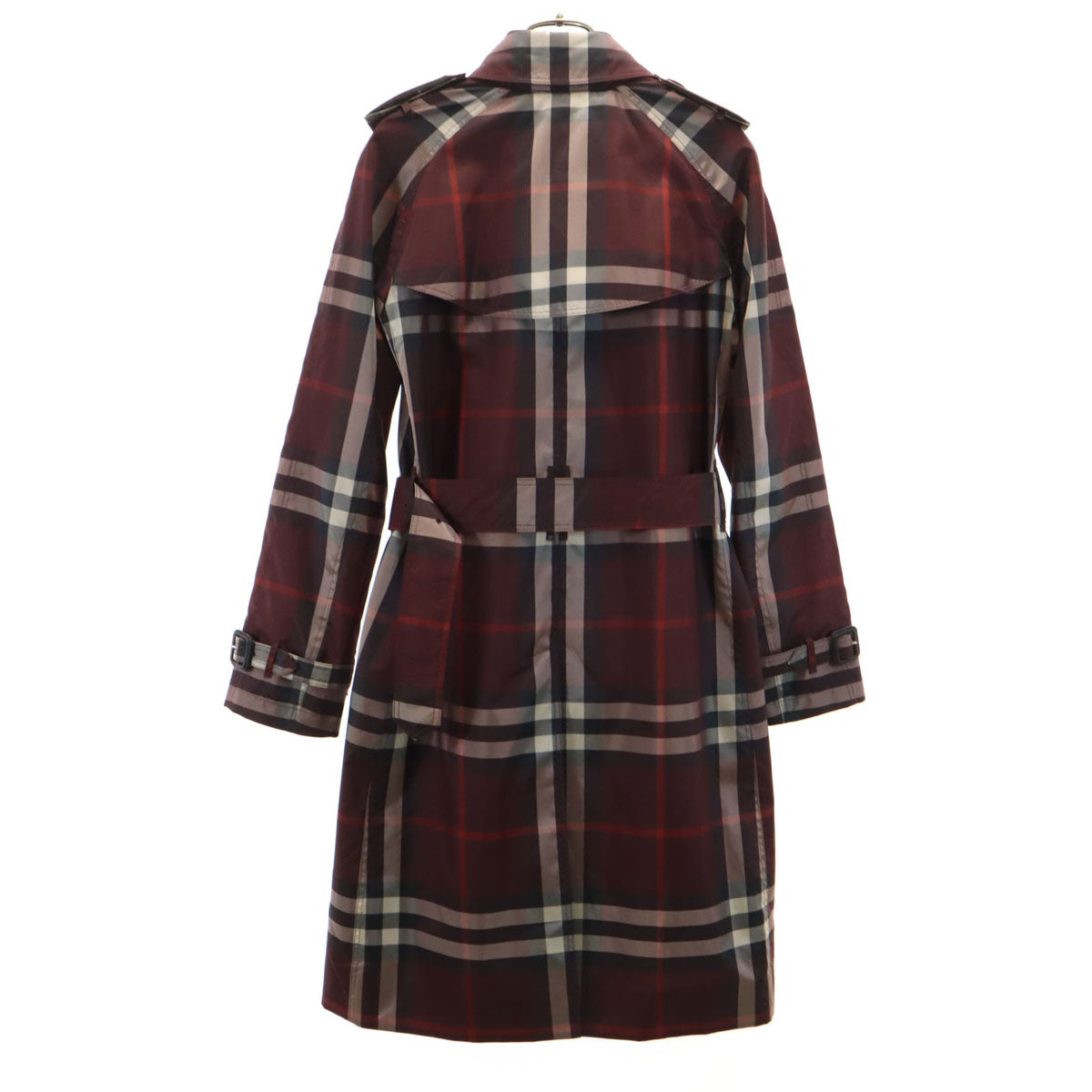 BURBERRY バーバリー チェック柄 トレンチコート 2 レッドブラウン系 裏メッシュ 収納袋付き レディース