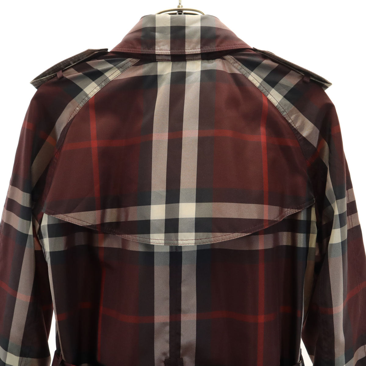 BURBERRY バーバリー チェック柄 トレンチコート 2 レッドブラウン系 裏メッシュ 収納袋付き レディース