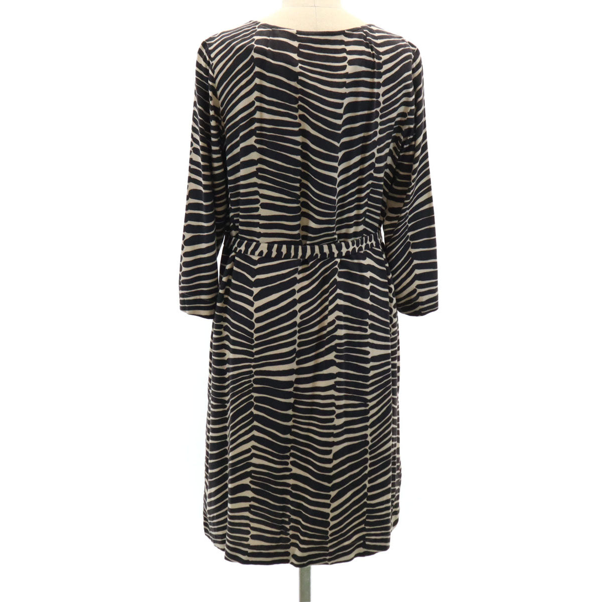 marimekko マリメッコ 総柄 7分袖 膝丈ワンピース 36 黒系 レディース