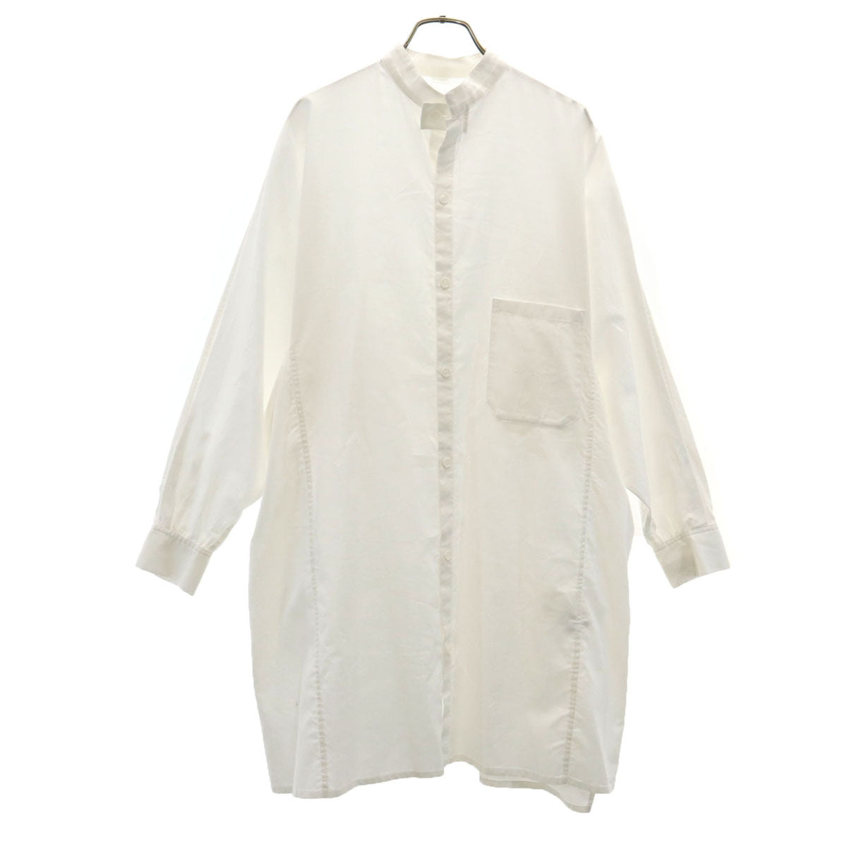 Y's ワイズ 日本製 長袖 ノーカラーシャツ 1 白 メンズ