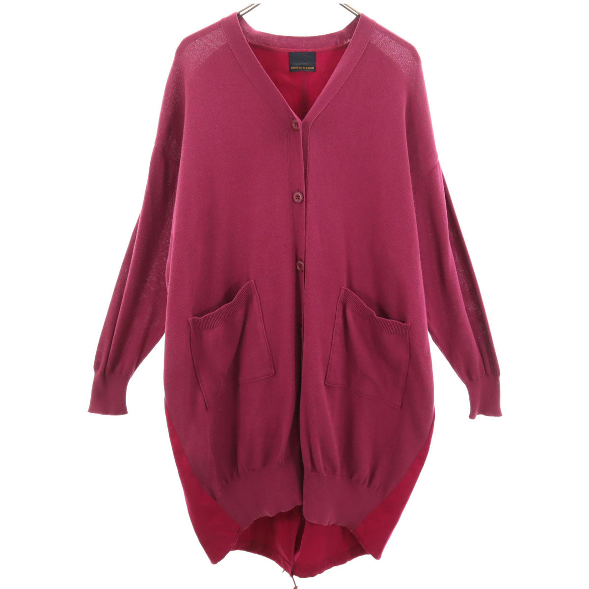 HYSTERIC GLAMOUR ヒステリックグラマー 日本製 長袖 ニットカーディガン F マゼンタピンク レディース
