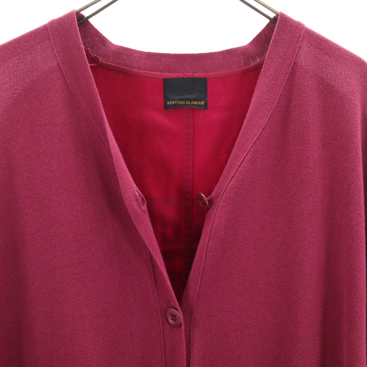 HYSTERIC GLAMOUR ヒステリックグラマー 日本製 長袖 ニットカーディガン F マゼンタピンク レディース