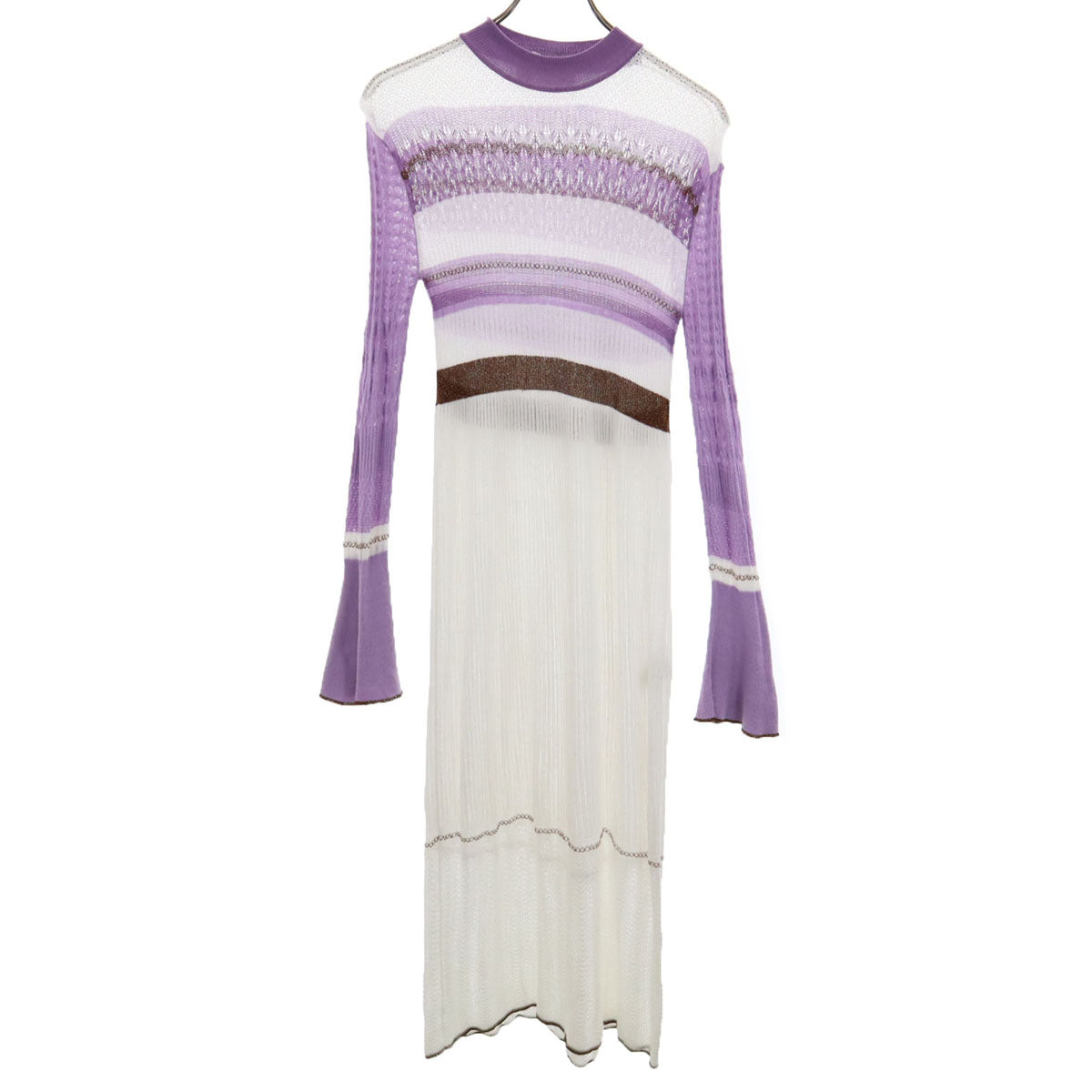 mame kurogouchi マメ クロゴウチ 日本製 シルクブレンド 長袖 ニット ワンピース 1 ホワイト レディース mame kurogouchi マメ クロゴウチ 日本製 シルクブレンド 長袖 ニット