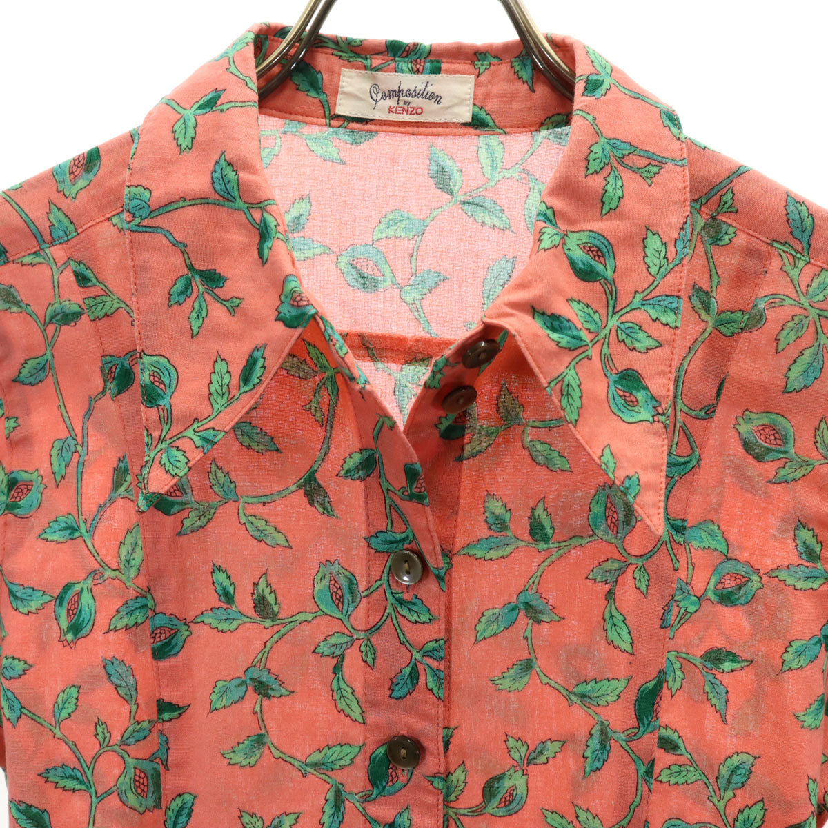 KENZO ケンゾー 90s オールド 花柄 半袖 シャツワンピース ピンク系 レディース