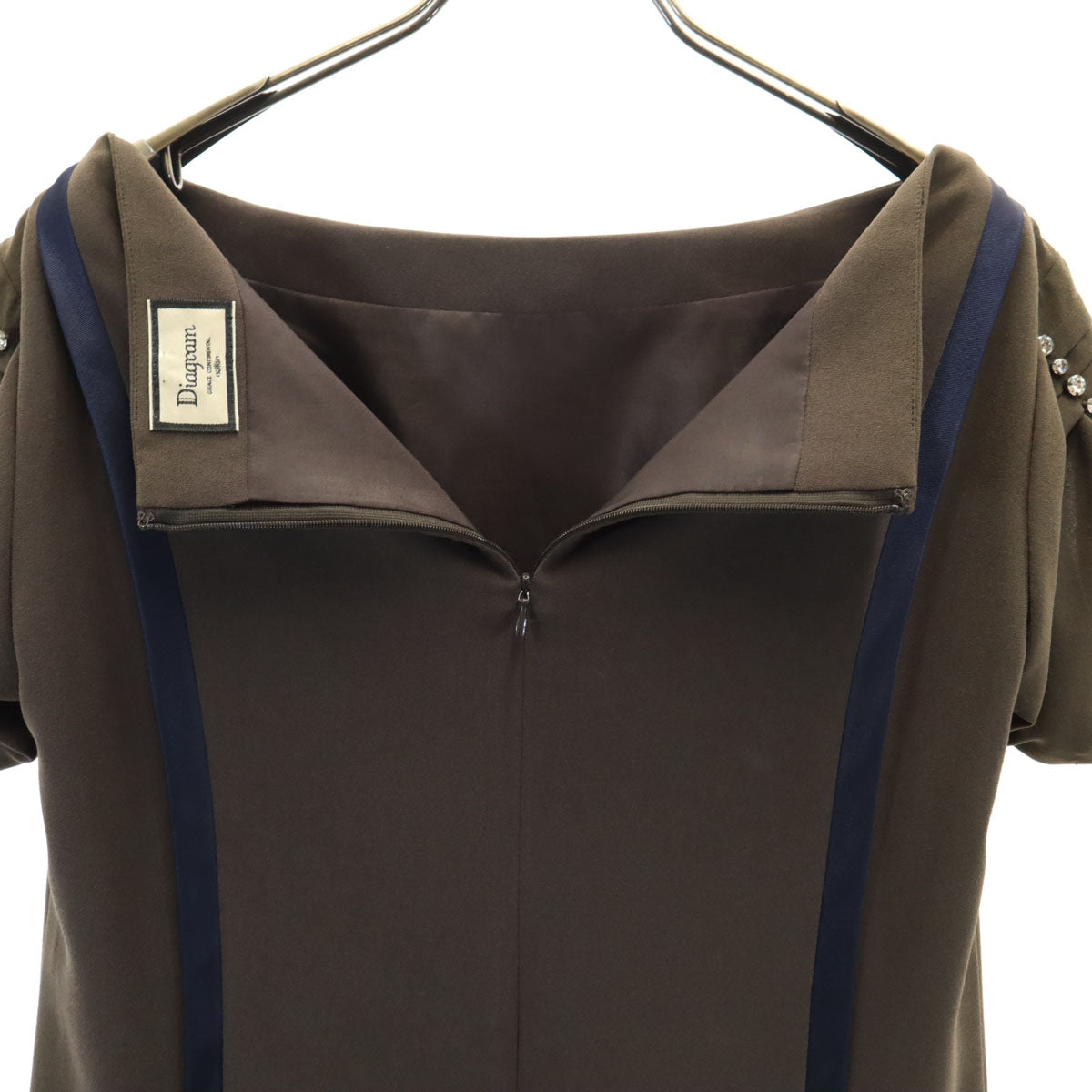 Diagram ダイアグラム 日本製 フレンチスリーブ 膝丈ワンピース 36 ブラウン系 レディース