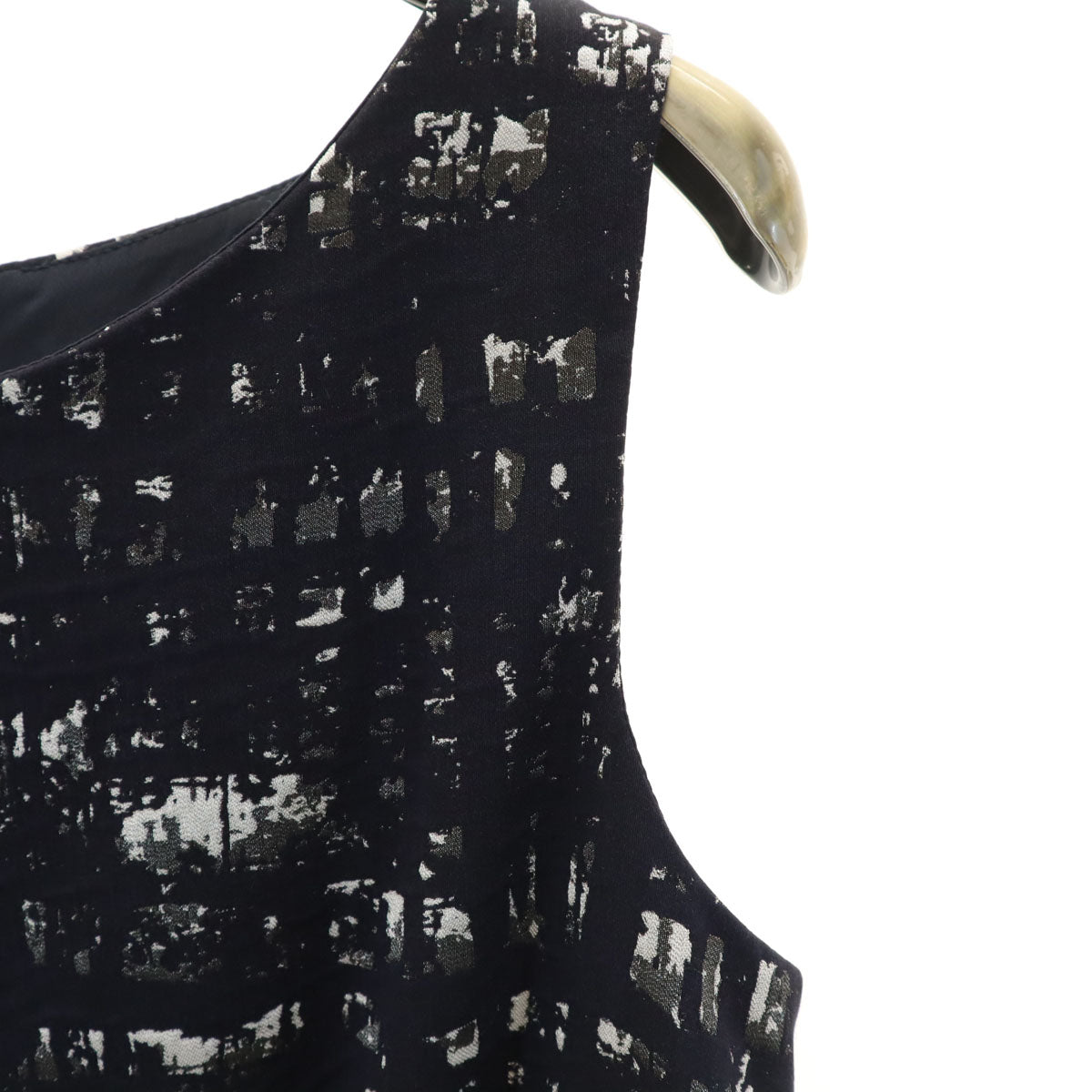 MAX MARA マックスマーラ イタリア製 総柄 ノースリーブ 膝丈ワンピース ネイビー ストレッチ レディース