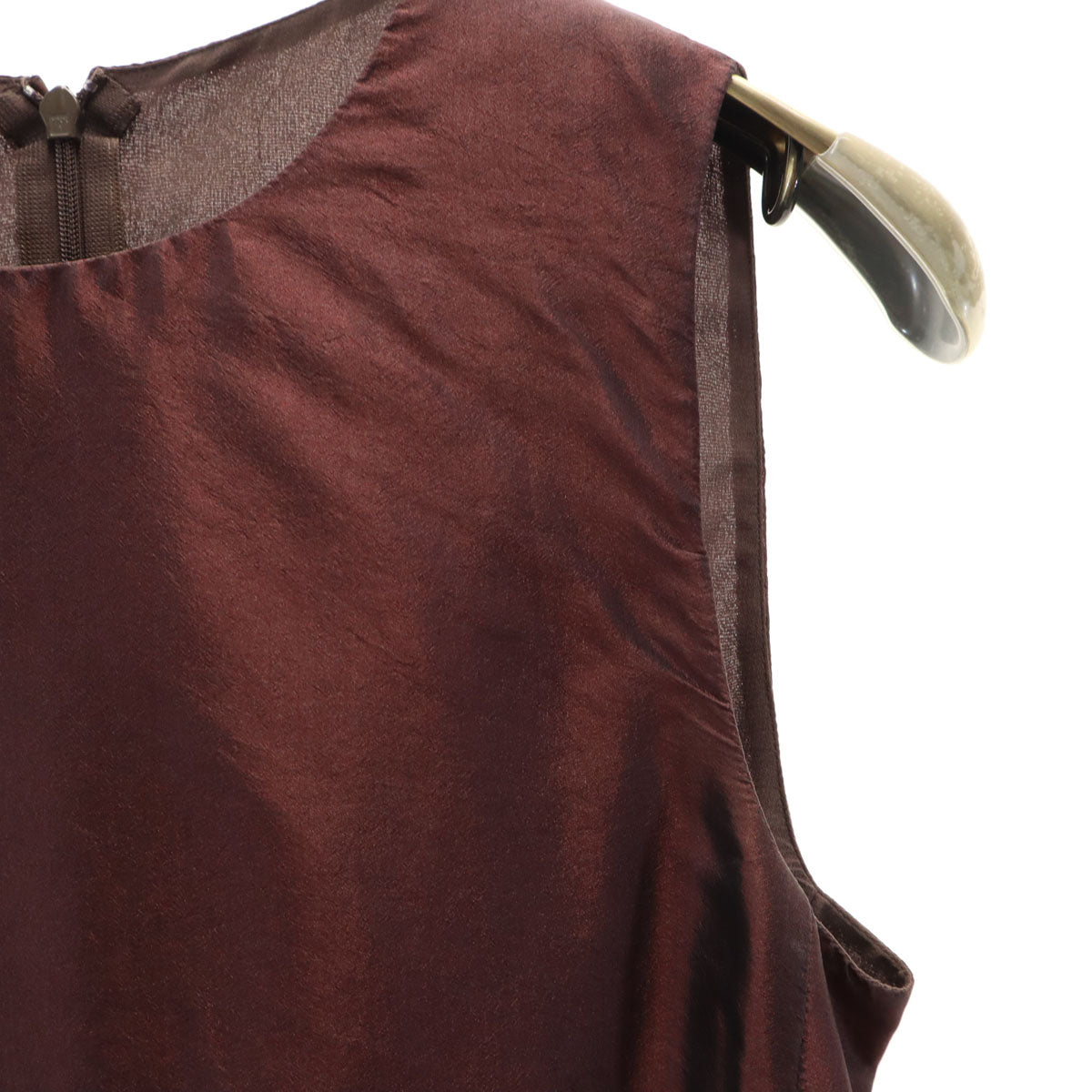 Emporio Armani エンポリオアルマーニ 90s イタリア製 シルク オールド ノースリーブ 膝丈ワンピース 36 ブラウン系 レディース