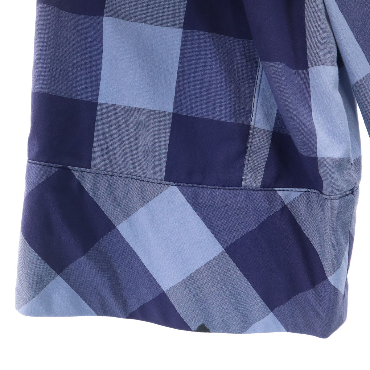 LANVIN en Bleu ランバンオンブルー 日本製 ギンガムチェック柄 5分袖 オープンカラー ミニ シャツワンピース 38 ブルー系 レディース