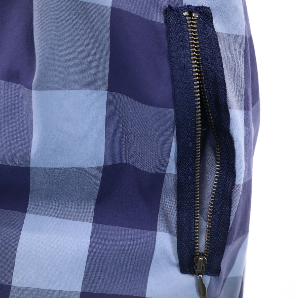 LANVIN en Bleu ランバンオンブルー 日本製 ギンガムチェック柄 5分袖 オープンカラー ミニ シャツワンピース 38 ブルー系 レディース