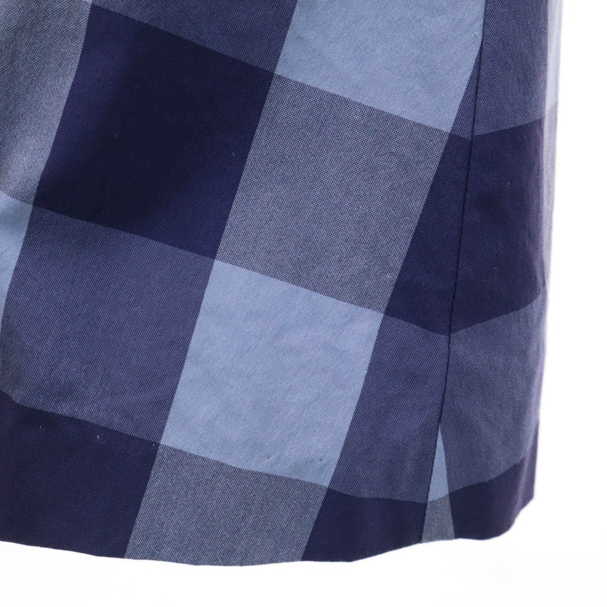 LANVIN en Bleu ランバンオンブルー 日本製 ギンガムチェック柄 5分袖 オープンカラー ミニ シャツワンピース 38 ブルー系 レディース