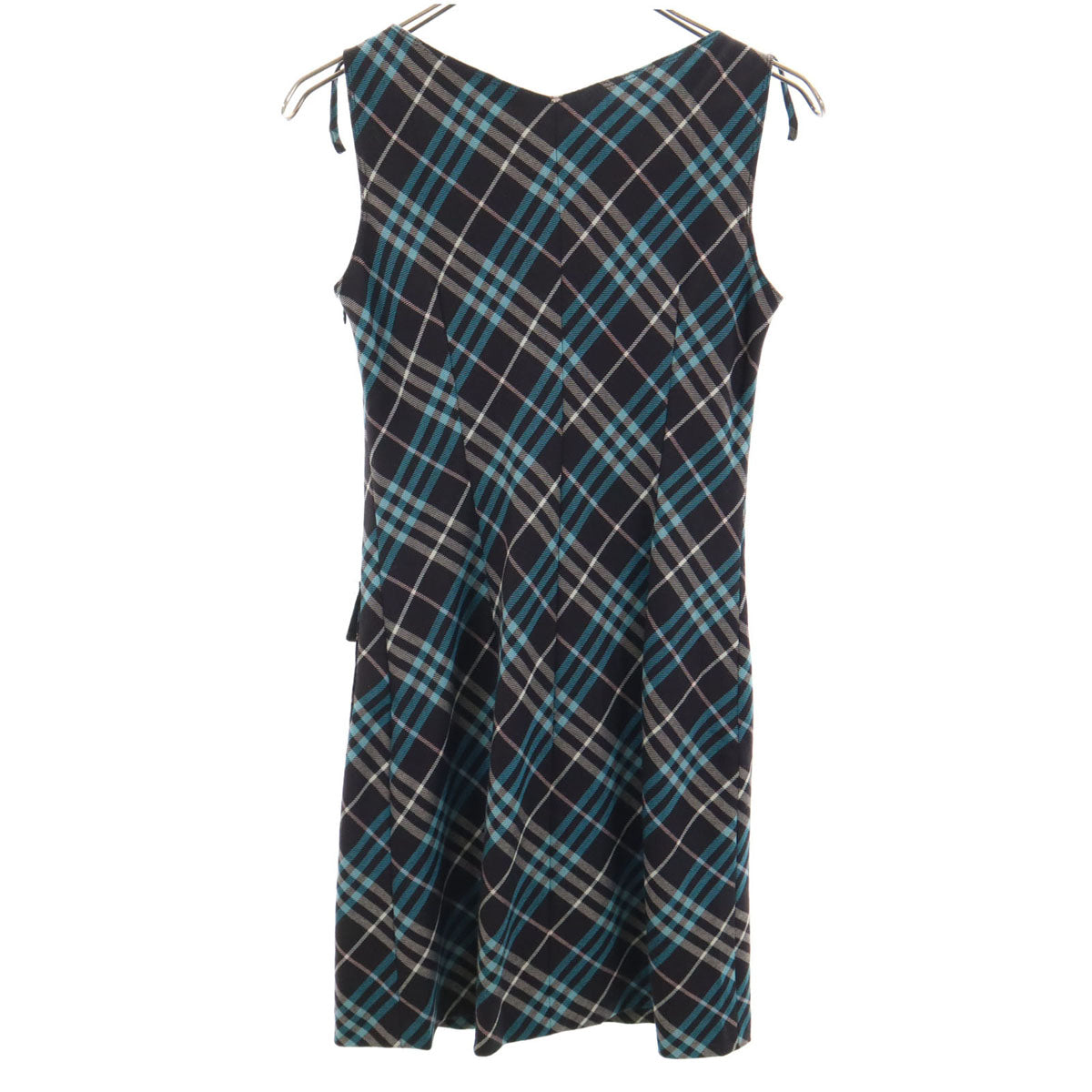 BURBERRY BLUE LABEL バーバリーブルーレーベル 日本製 ウール チェック柄 ノースリーブ ミニワンピース 36 ブラウン系 三陽商会 レディース