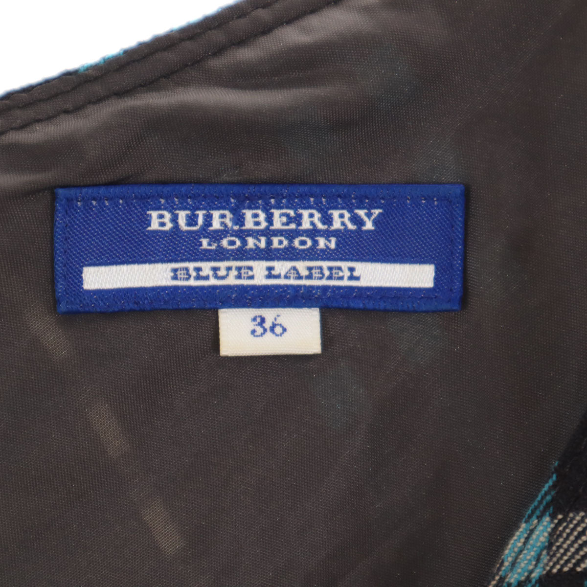 BURBERRY BLUE LABEL バーバリーブルーレーベル 日本製 ウール チェック柄 ノースリーブ ミニワンピース 36 ブラウン系 三陽商会 レディース