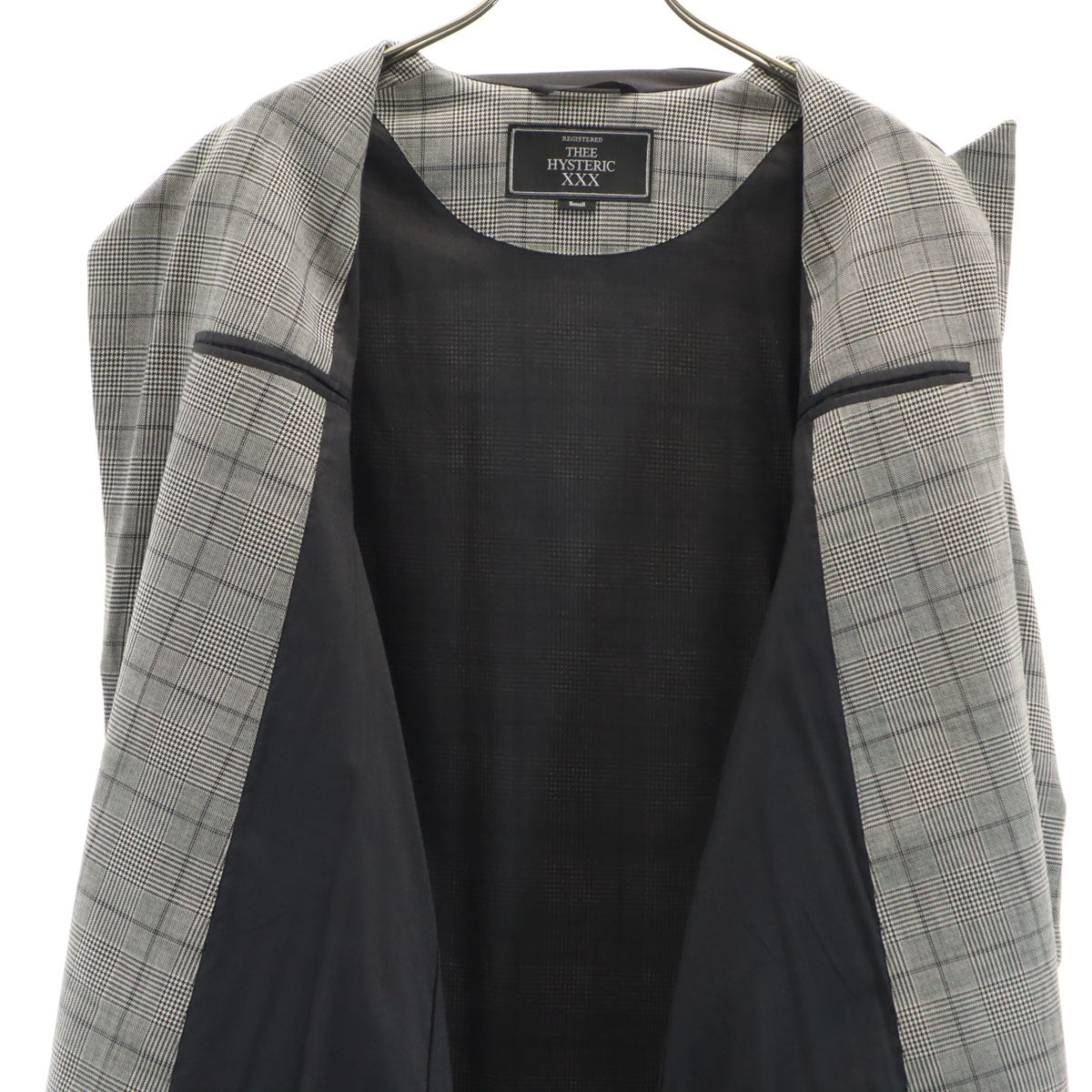 Thee Hysteric XXX ジィヒステリックトリプルエックス 日本製 グレンチェック チェスターコート S グレー メンズ