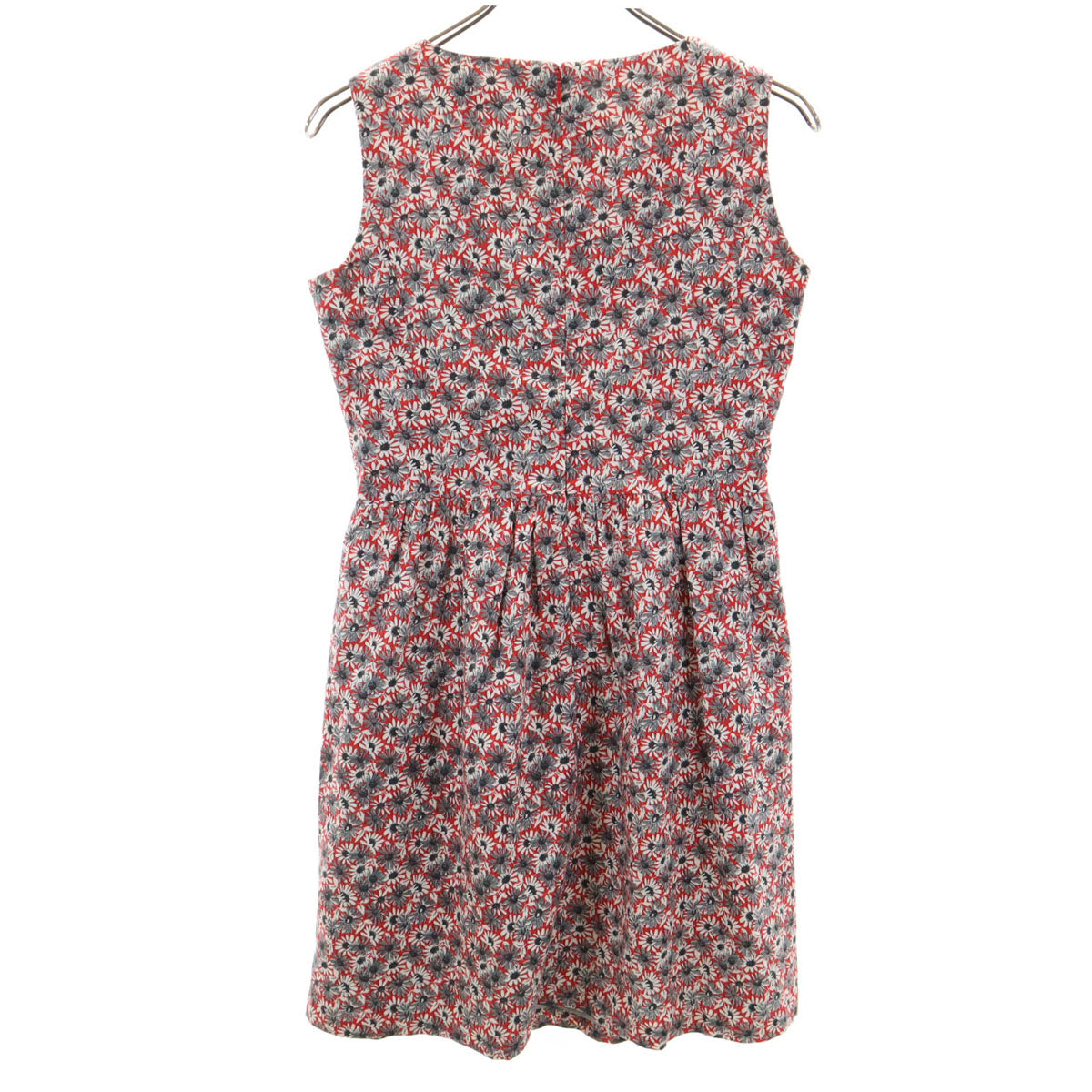 BEAMS LIGHTS ビームスライツ 花柄 ノースリーブ ミニワンピース 36 レッド レディース