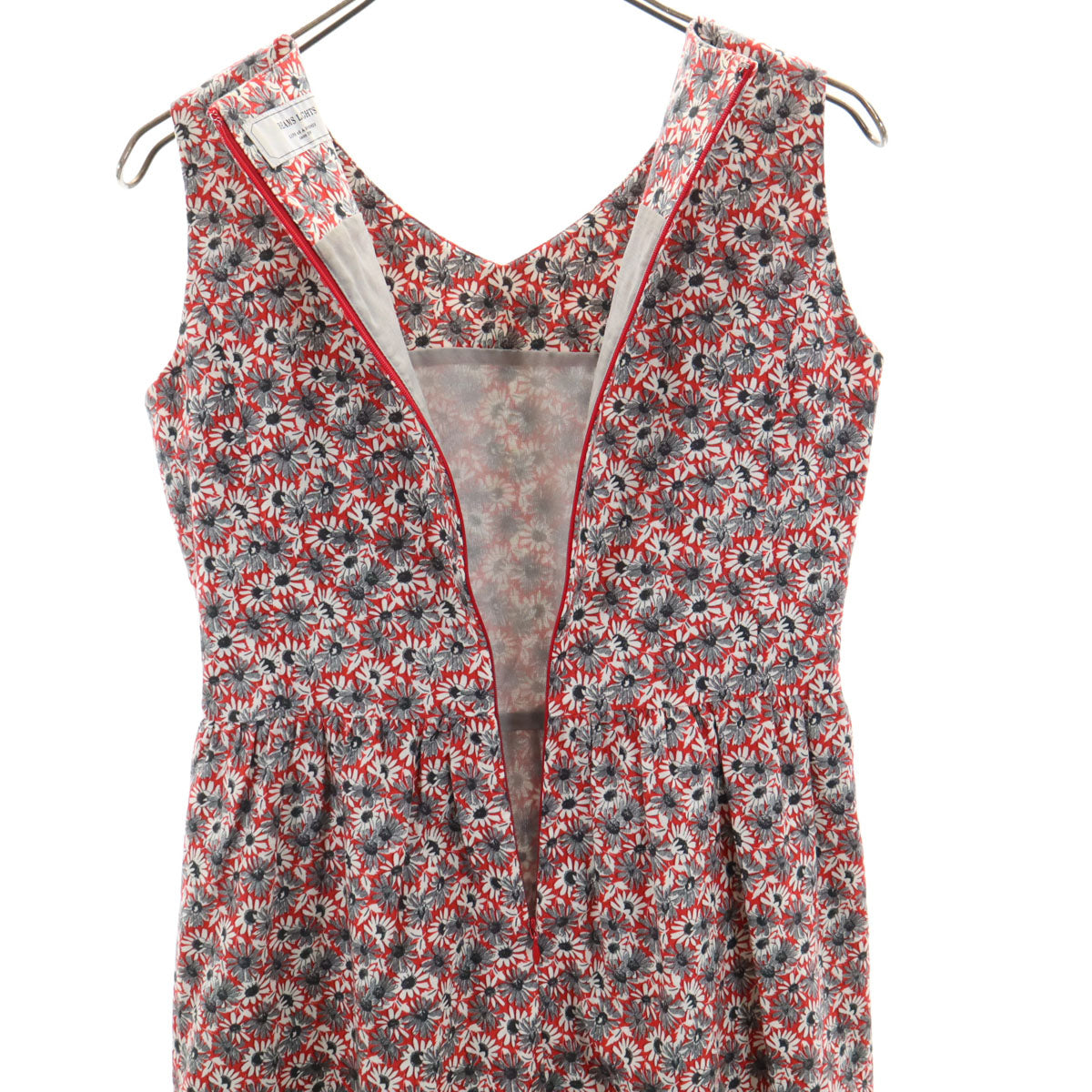 BEAMS LIGHTS ビームスライツ 花柄 ノースリーブ ミニワンピース 36 レッド レディース