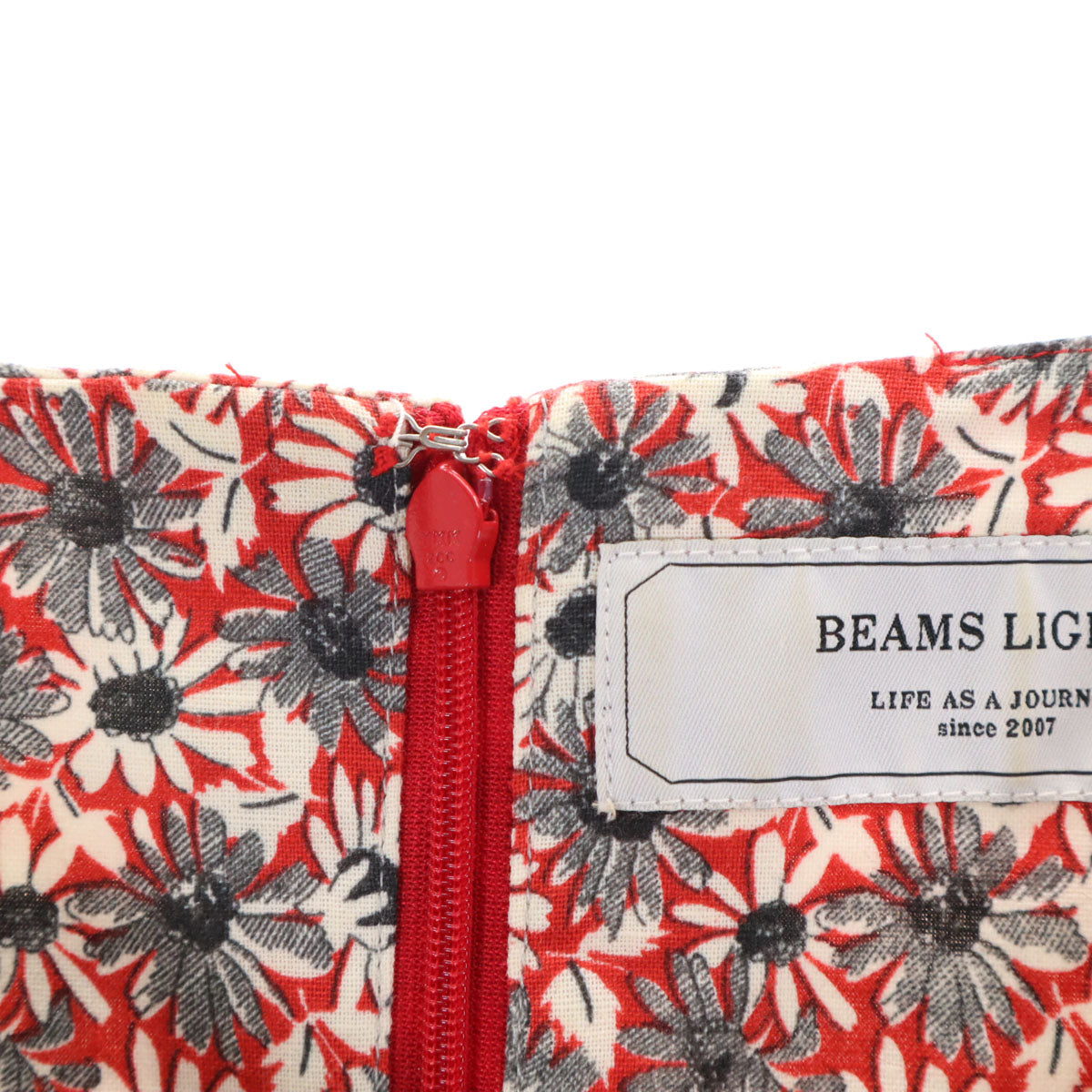 BEAMS LIGHTS ビームスライツ 花柄 ノースリーブ ミニワンピース 36 レッド レディース