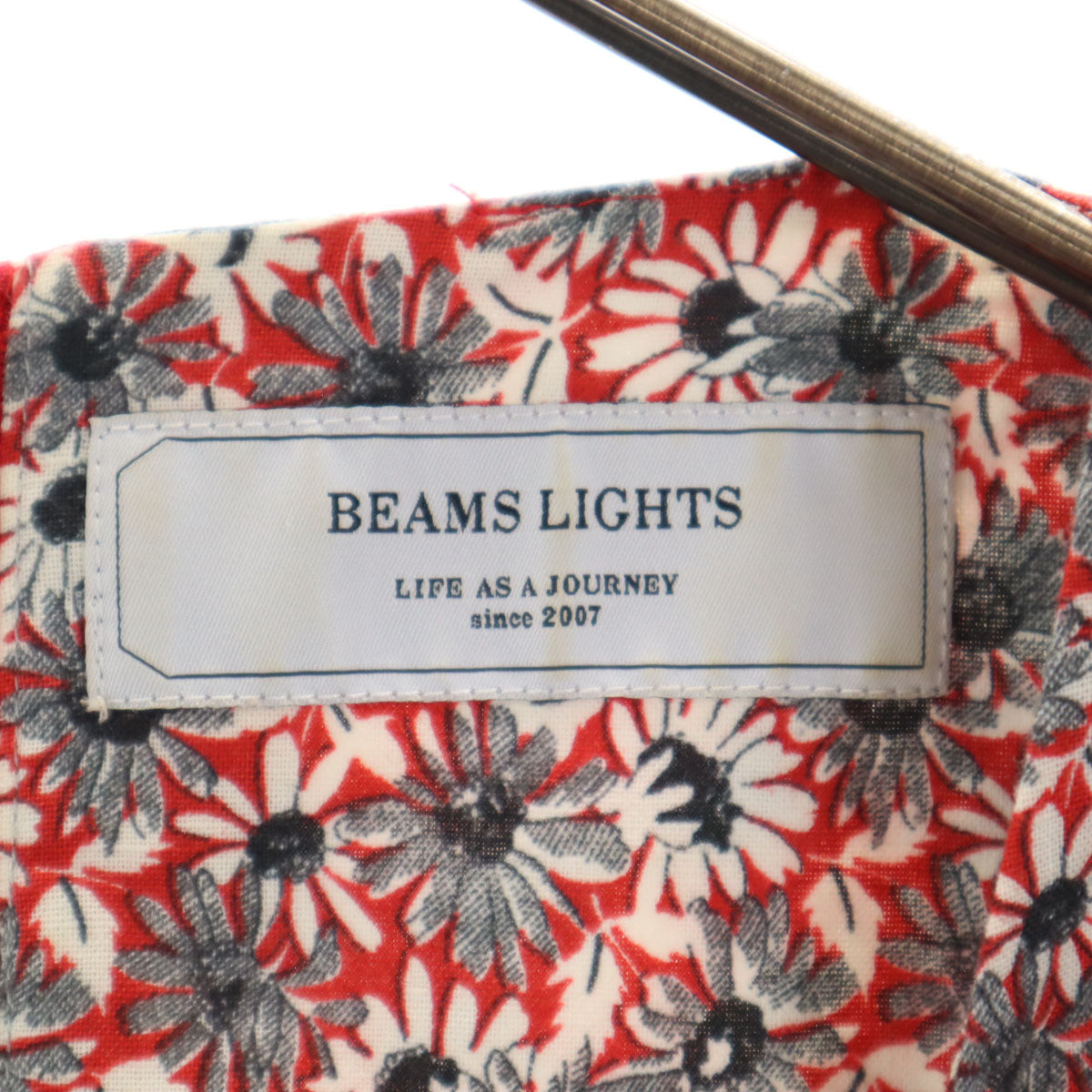 BEAMS LIGHTS ビームスライツ 花柄 ノースリーブ ミニワンピース 36 レッド レディース