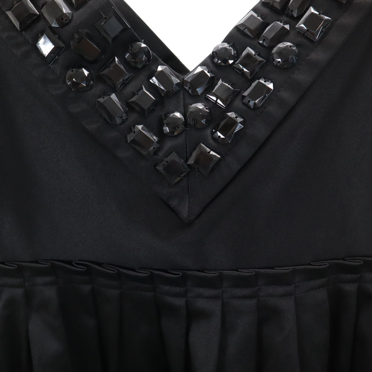 ZARA WOMAN ザラウーマン ノースリーブ ミニワンピース M ブラック ビジュー装飾 レディース