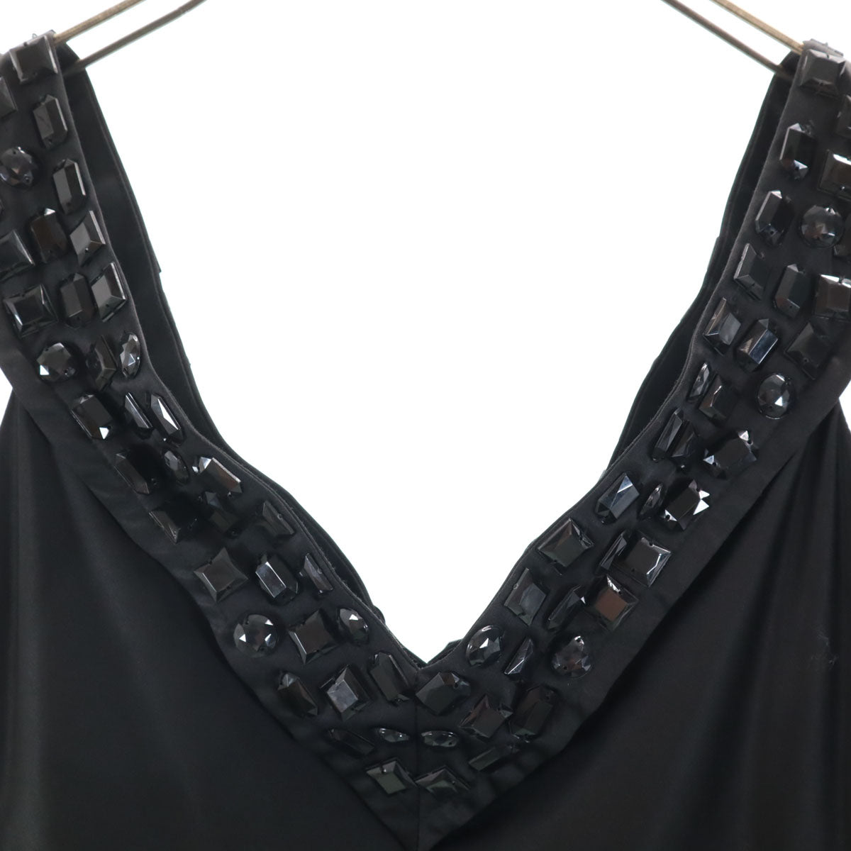 ZARA WOMAN ザラウーマン ノースリーブ ミニワンピース M ブラック ビジュー装飾 レディース