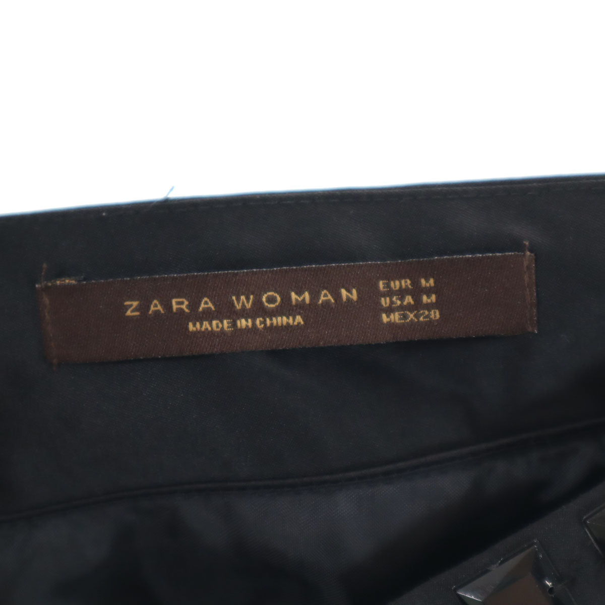 ZARA WOMAN ザラウーマン ノースリーブ ミニワンピース M ブラック ビジュー装飾 レディース